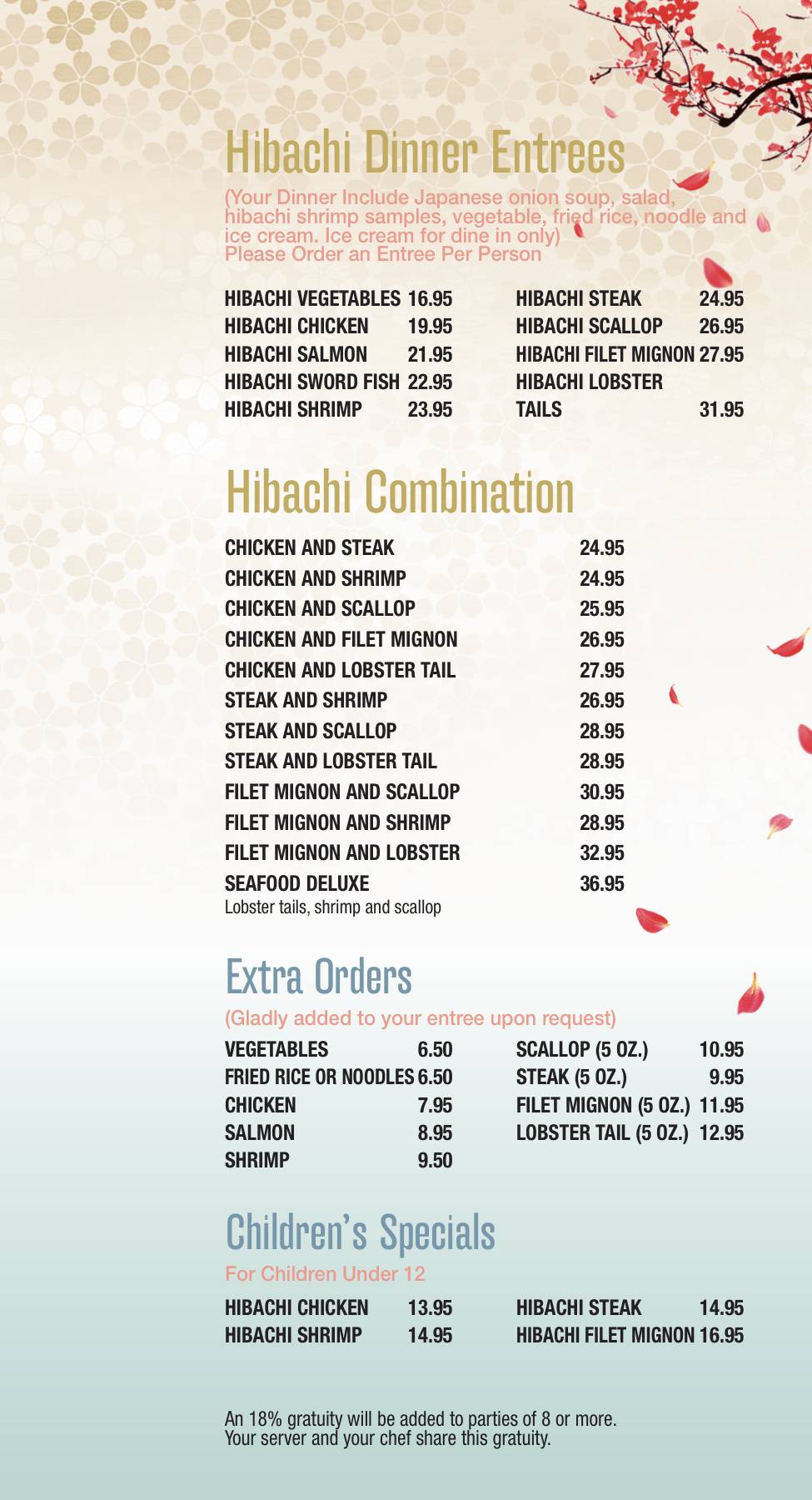 Ikko Hibachi Menu